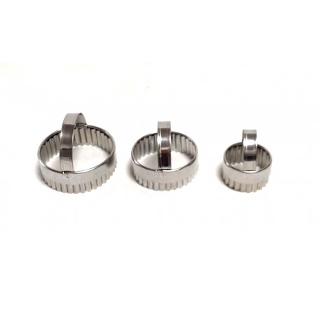 Set 3 tagliabiscotti tondi ondulati Ø mm. 48 / 66 / 78