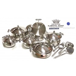 Batteria pentole "Elegance" Dietetica 18 Pezzi  triplo fondo inox 18/10